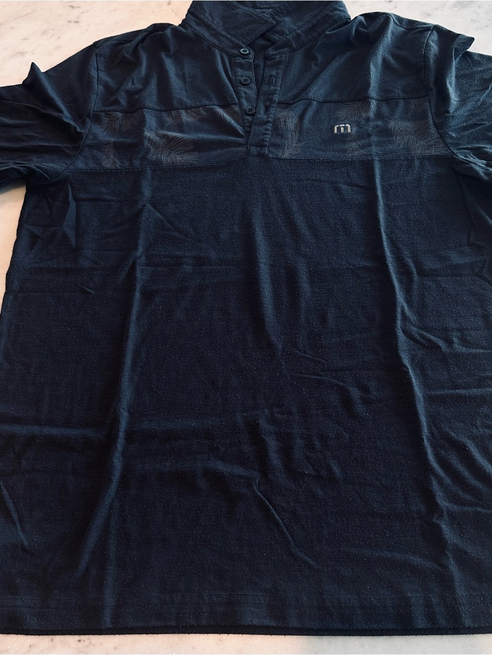 Travis Mathew Men's Navy Blue Henley Polo
